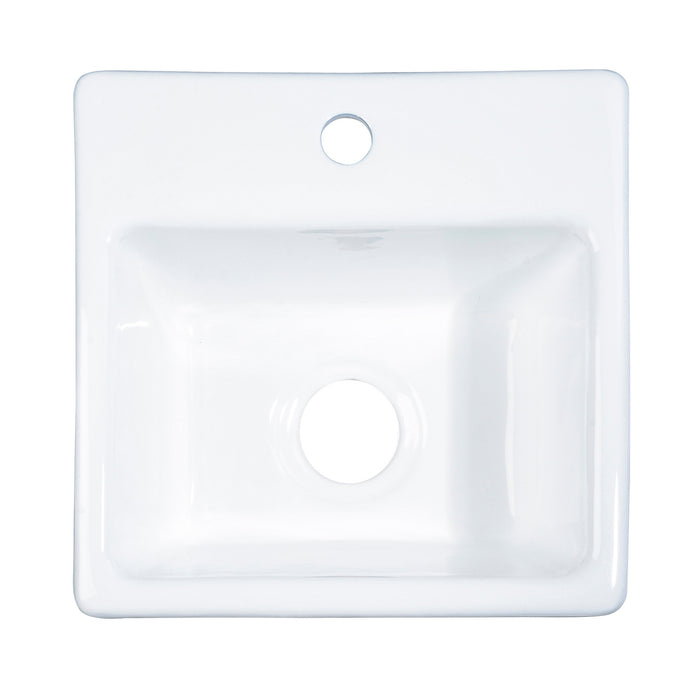 Kingston Heirloom GCKTS15158 - Towne 15-Inch Cast Iron Self-Rimming Single Bowl Drop-In Kitchen Sink (1 Hole), White
