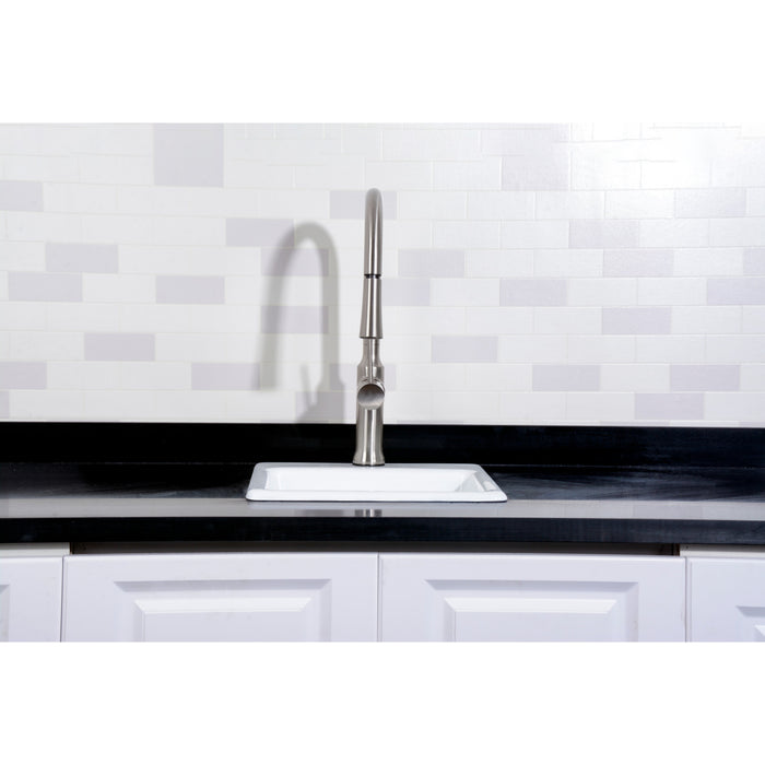 Kingston Heirloom GCKTS15158 - Towne 15-Inch Cast Iron Self-Rimming Single Bowl Drop-In Kitchen Sink (1 Hole), White