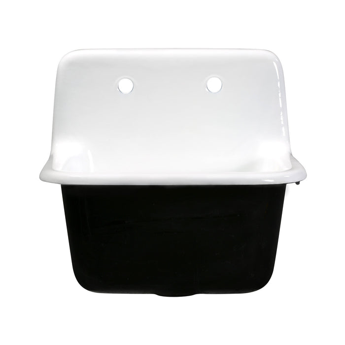 Kingston Heirloom GCKWS221822 - Petra Galley 22-Inch Cast Iron Single Bowl Wall Mount Kitchen Sink (2-Hole), White