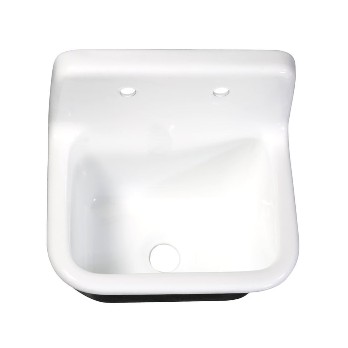 Kingston Heirloom GCKWS221822 - Petra Galley 22-Inch Cast Iron Single Bowl Wall Mount Kitchen Sink (2-Hole), White