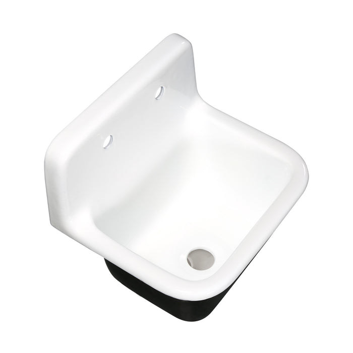 Kingston Heirloom GCKWS221822 - Petra Galley 22-Inch Cast Iron Single Bowl Wall Mount Kitchen Sink (2-Hole), White