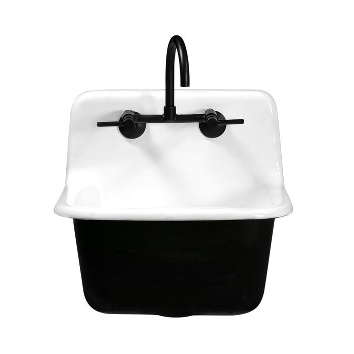 Kingston Heirloom GCKWS221822 - Petra Galley 22-Inch Cast Iron Single Bowl Wall Mount Kitchen Sink (2-Hole), White
