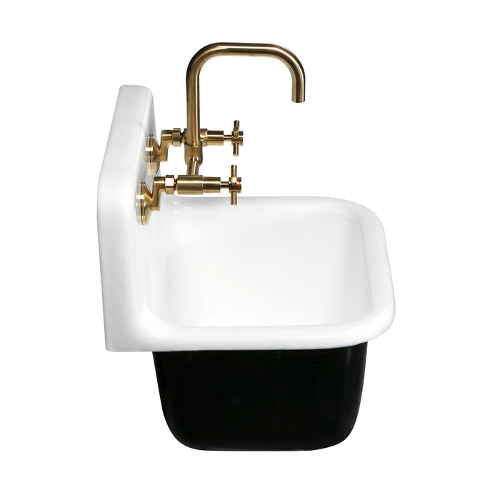 Kingston Heirloom GCKWS221822 - Petra Galley 22-Inch Cast Iron Single Bowl Wall Mount Kitchen Sink (2-Hole), White