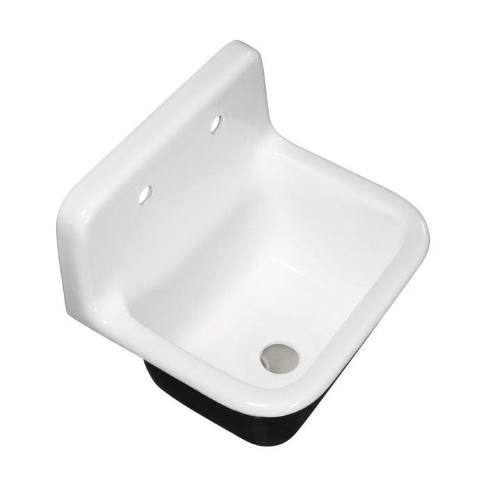 Kingston Heirloom GCKWS221822 - Petra Galley 22-Inch Cast Iron Single Bowl Wall Mount Kitchen Sink (2-Hole), White