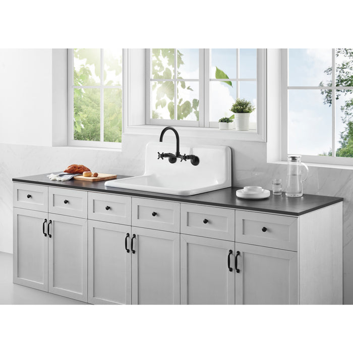 Kingston Heirloom GCKWS302010 - Petra Galley 30-Inch Cast Iron Single Bowl Wall Mount Kitchen Sink, White