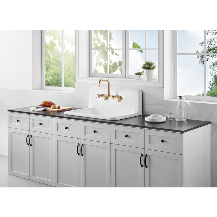 Kingston Heirloom GCKWS302010 - Petra Galley 30-Inch Cast Iron Single Bowl Wall Mount Kitchen Sink, White
