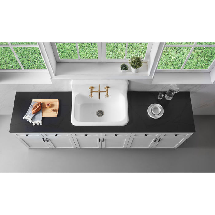 Kingston Heirloom GCKWS302010 - Petra Galley 30-Inch Cast Iron Single Bowl Wall Mount Kitchen Sink, White