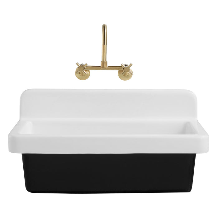Petra Galley GCKWS331916 33-Inch Cast Iron Single Bowl Wall Mount Kitchen Sink, White