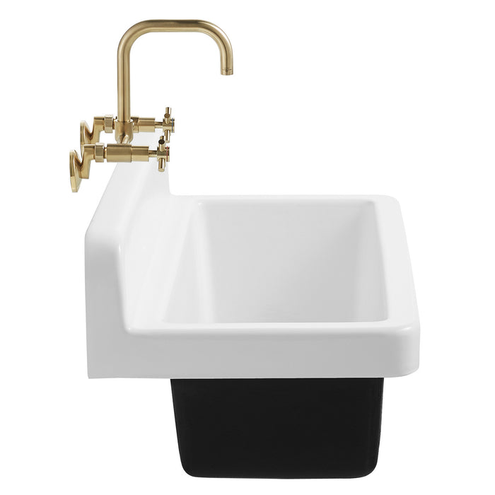 Petra Galley GCKWS331916 33-Inch Cast Iron Single Bowl Wall Mount Kitchen Sink, White