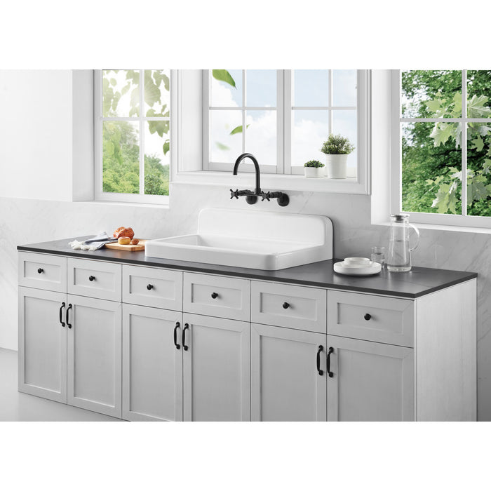 Kingston Heirloom GCKWS331916 - Petra Galley 33-Inch Cast Iron Single Bowl Wall Mount Kitchen Sink, White