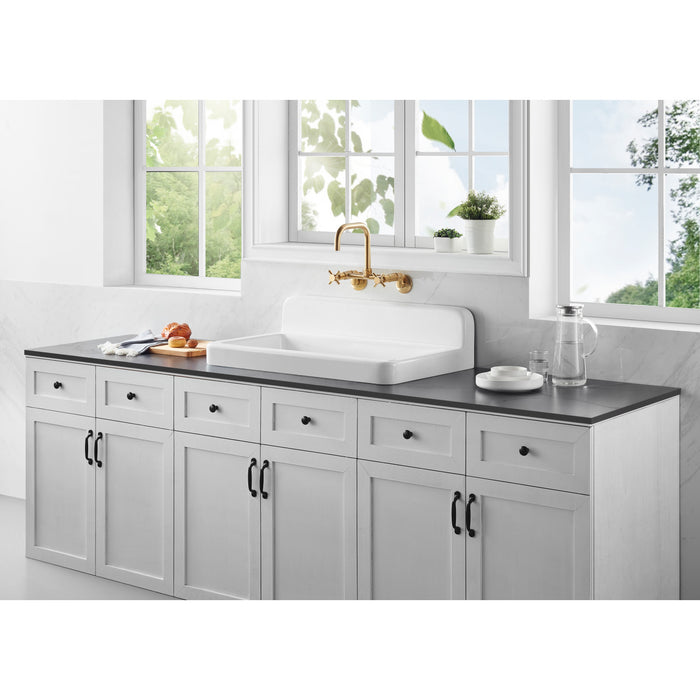 Kingston Heirloom GCKWS331916 - Petra Galley 33-Inch Cast Iron Single Bowl Wall Mount Kitchen Sink, White