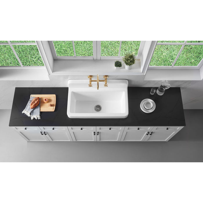 Kingston Heirloom GCKWS331916 - Petra Galley 33-Inch Cast Iron Single Bowl Wall Mount Kitchen Sink, White