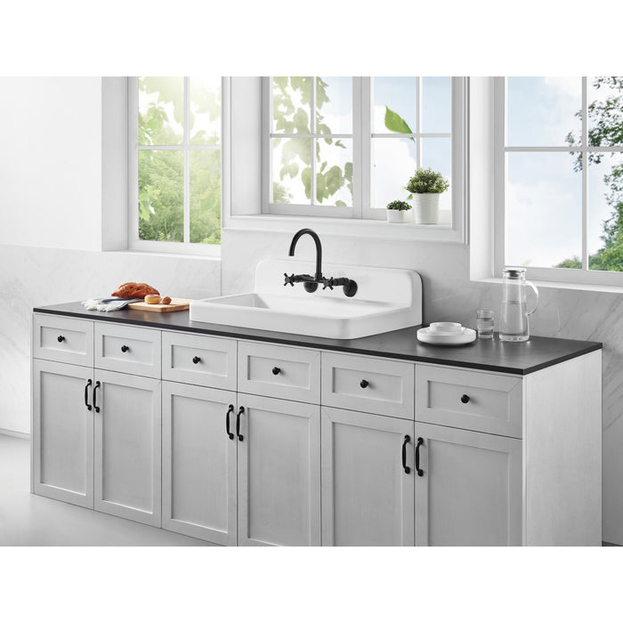 Kingston Heirloom GCKWS331916W8 - Petra Galley 33-Inch Cast Iron Single Bowl Wall Mount Kitchen Sink, White