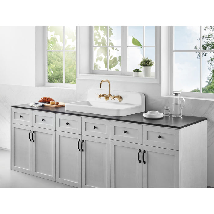 Kingston Heirloom GCKWS331916W8 - Petra Galley 33-Inch Cast Iron Single Bowl Wall Mount Kitchen Sink, White