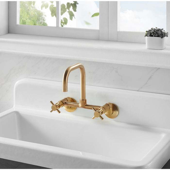Kingston Heirloom GCKWS331916W8 - Petra Galley 33-Inch Cast Iron Single Bowl Wall Mount Kitchen Sink, White