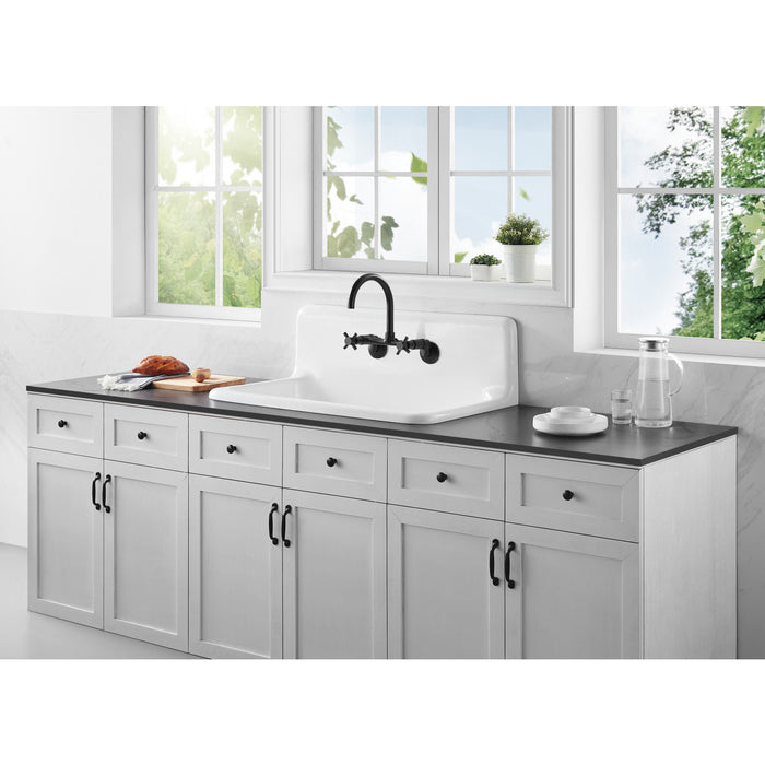 Kingston Heirloom GCKWS362011 - Petra Galley 36-Inch Cast Iron Single Bowl Wall Mount Kitchen Sink, White