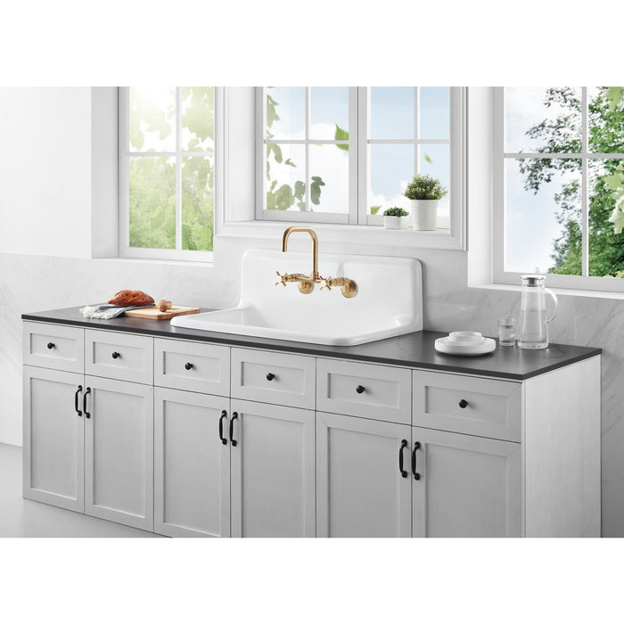 Kingston Heirloom GCKWS362011 - Petra Galley 36-Inch Cast Iron Single Bowl Wall Mount Kitchen Sink, White