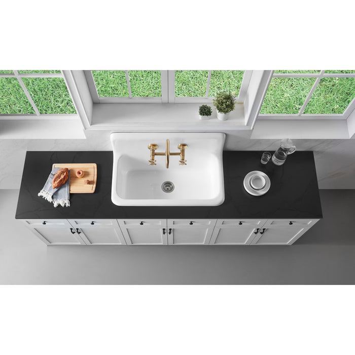 Kingston Heirloom GCKWS362011 - Petra Galley 36-Inch Cast Iron Single Bowl Wall Mount Kitchen Sink, White