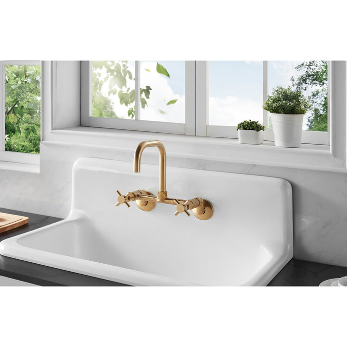 Kingston Heirloom GCKWS362011 - Petra Galley 36-Inch Cast Iron Single Bowl Wall Mount Kitchen Sink, White