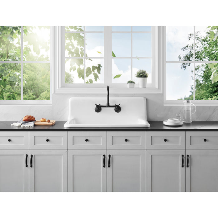 Kingston Heirloom GCKWS362011 - Petra Galley 36-Inch Cast Iron Single Bowl Wall Mount Kitchen Sink, White