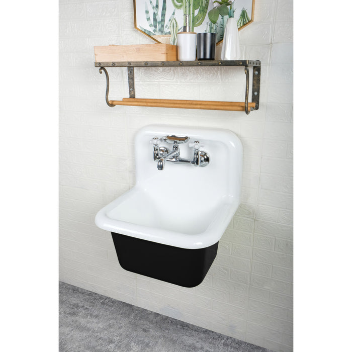 Kingston Heirloom GCLWS221811 - Petra Galley 22-Inch Cast Iron Single Bowl Wall Mount Utility Sink, White