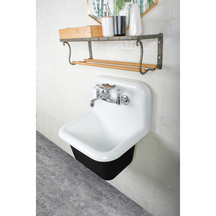 Kingston Heirloom GCLWS221811 - Petra Galley 22-Inch Cast Iron Single Bowl Wall Mount Utility Sink, White