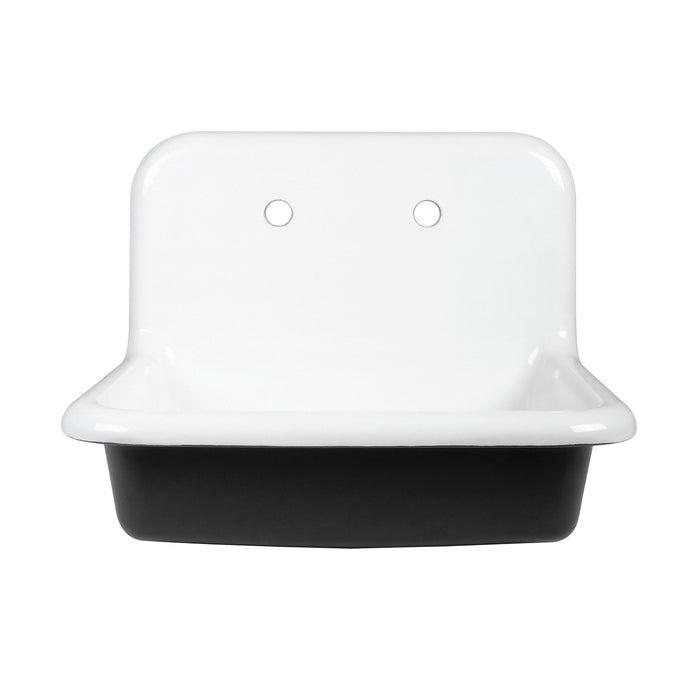 Kingston Heirloom GCLWS242019 - Petra Galley 24-Inch Cast Iron Single Bowl Wall Mount Utility Sink (2-Hole), White