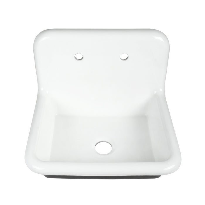 Kingston Heirloom GCLWS242019 - Petra Galley 24-Inch Cast Iron Single Bowl Wall Mount Utility Sink (2-Hole), White