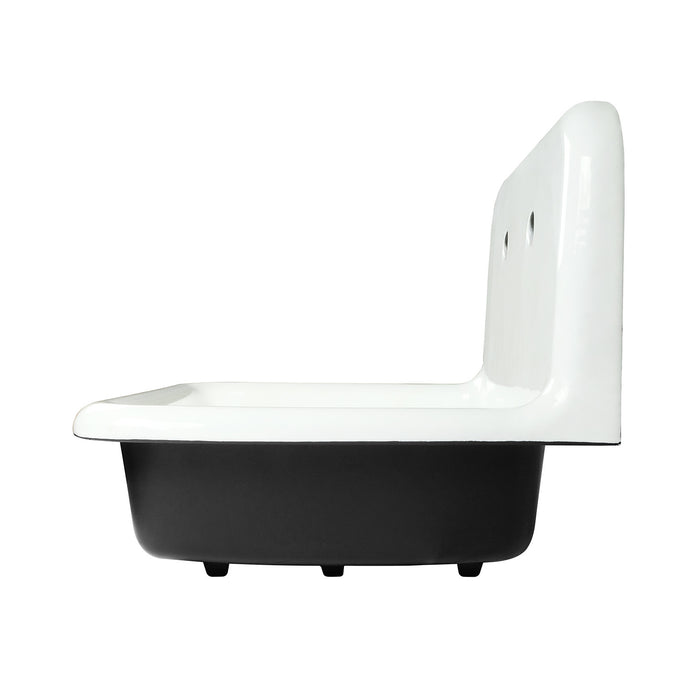 Kingston Heirloom GCLWS242019 - Petra Galley 24-Inch Cast Iron Single Bowl Wall Mount Utility Sink (2-Hole), White