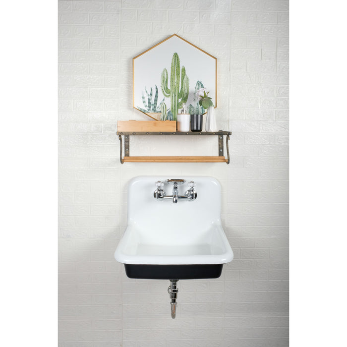 Kingston Heirloom GCLWS242019 - Petra Galley 24-Inch Cast Iron Single Bowl Wall Mount Utility Sink (2-Hole), White