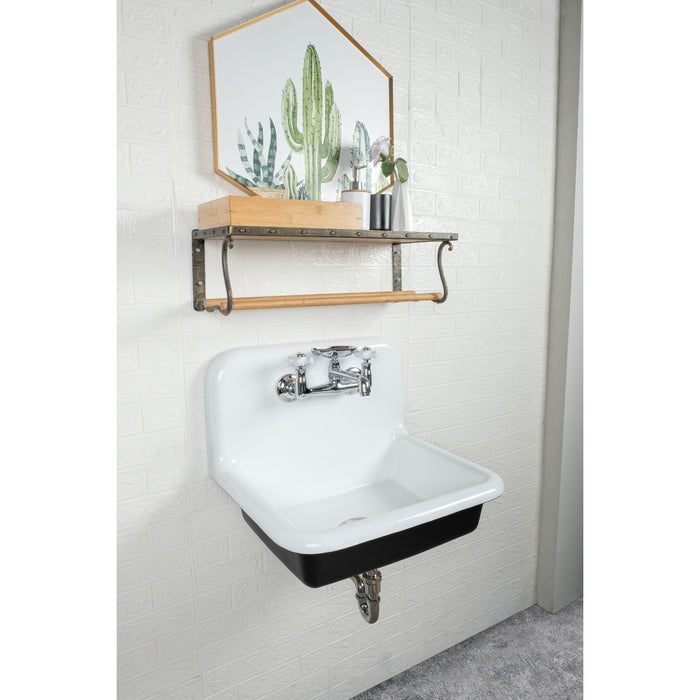 Kingston Heirloom GCLWS242019 - Petra Galley 24-Inch Cast Iron Single Bowl Wall Mount Utility Sink (2-Hole), White