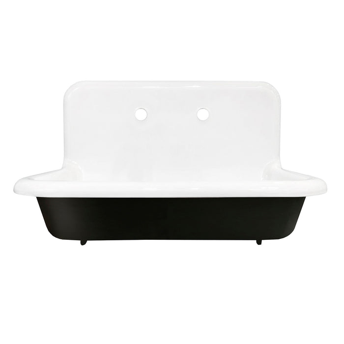 Kingston Heirloom GCLWS302019 - Towne 30-Inch Cast Iron Single Bowl Wall Mount Utility Sink (2-Hole), White
