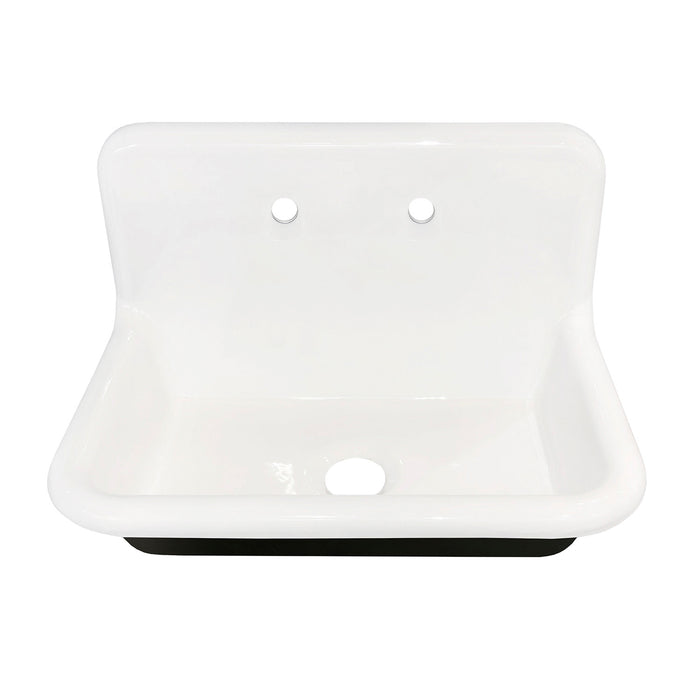 Kingston Heirloom GCLWS302019 - Towne 30-Inch Cast Iron Single Bowl Wall Mount Utility Sink (2-Hole), White