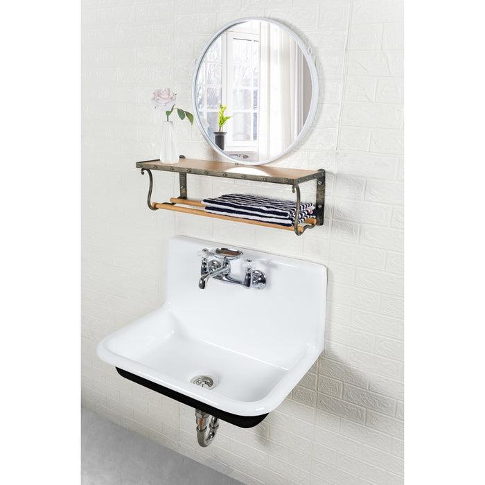 Kingston Heirloom GCLWS302019 - Towne 30-Inch Cast Iron Single Bowl Wall Mount Utility Sink (2-Hole), White