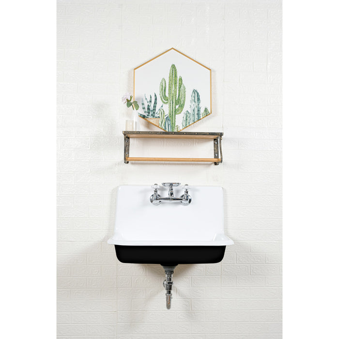 Kingston Heirloom GCLWS302019 - Towne 30-Inch Cast Iron Single Bowl Wall Mount Utility Sink (2-Hole), White