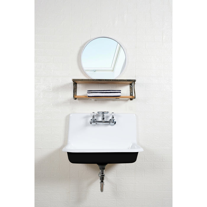 Kingston Heirloom GCLWS302019 - Towne 30-Inch Cast Iron Single Bowl Wall Mount Utility Sink (2-Hole), White