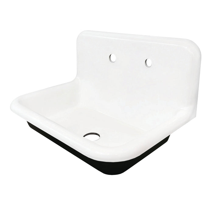 Kingston Heirloom GCLWS302019 - Towne 30-Inch Cast Iron Single Bowl Wall Mount Utility Sink (2-Hole), White