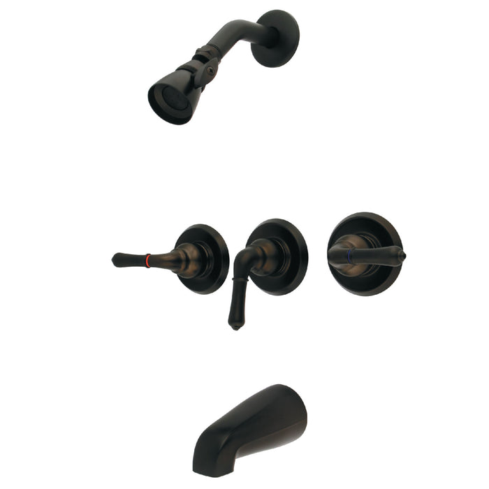 Kingston Tulare GKB235 - Magellan Triple-Handle Tub and Shower Faucet, Oil Rubbed Bronze