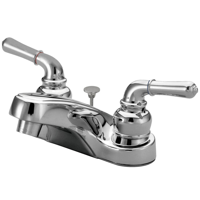 Kingston Tulare GKB251B - Magellan Double-Handle 3-Hole Deck Mount 4-Inch Centerset Bathroom Faucet with Brass Pop-Up, Polished Chrome