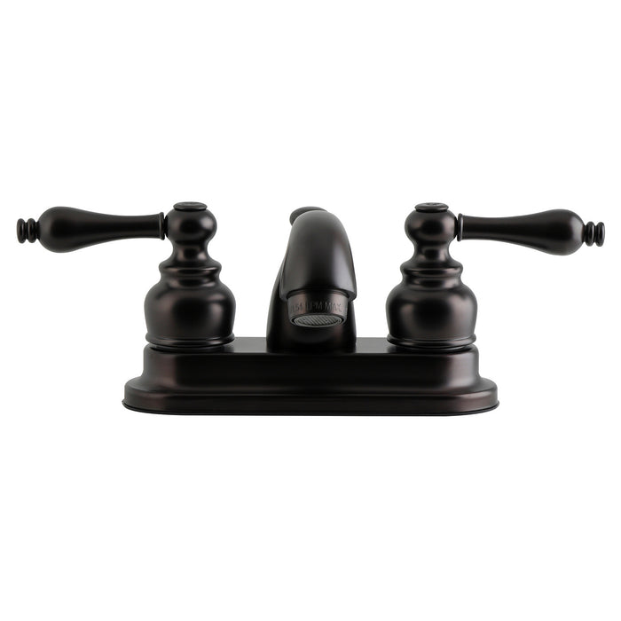 Kingston Tulare GKB2605AL - Vintage Double-Handle 3-Hole Deck Mount 4-Inch Centerset Bathroom Faucet with Pop-Up Drain, Oil Rubbed Bronze