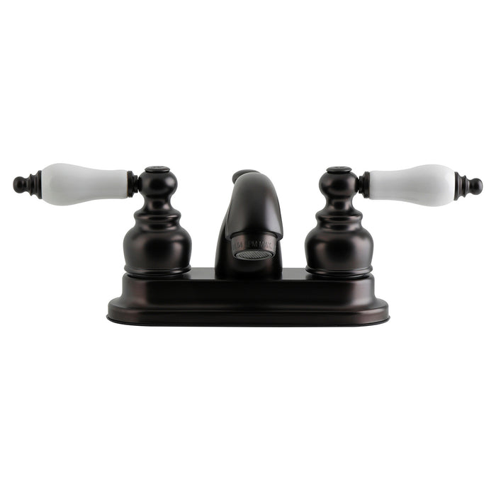 Kingston Heirloom GKB2605PL - Vintage Double-Handle 3-Hole Deck Mount 4-Inch Centerset Bathroom Faucet with Pop-Up Drain, Oil Rubbed Bronze