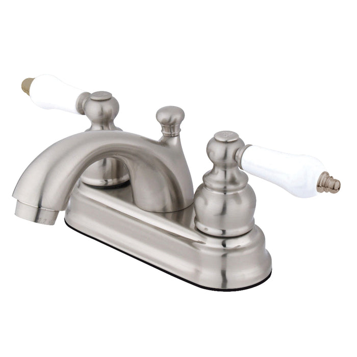 Kingston Heirloom GKB2608PL - Vintage Double-Handle 3-Hole Deck Mount 4-Inch Centerset Bathroom Faucet with Pop-Up Drain, Brushed Nickel