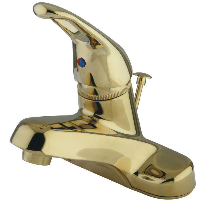 Kingston Tulare GKB512B - Wyndham Single-Handle 3-Hole Deck Mount 4-Inch Centerset Bathroom Faucet with Brass Pop-Up, Polished Brass