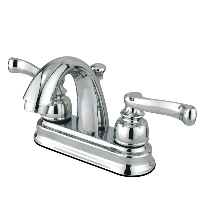 Kingston Tulare GKB5611FL - Royale Double-Handle 3-Hole Deck Mount 4-Inch Centerset Bathroom Faucet with Pop-Up Drain, Polished Chrome