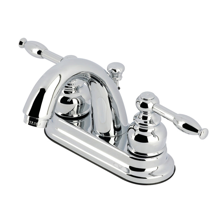 Kingston Tulare GKB5611KL - Knight Double-Handle 3-Hole Deck Mount 4-Inch Centerset Bathroom Faucet with Pop-Up Drain, Polished Chrome