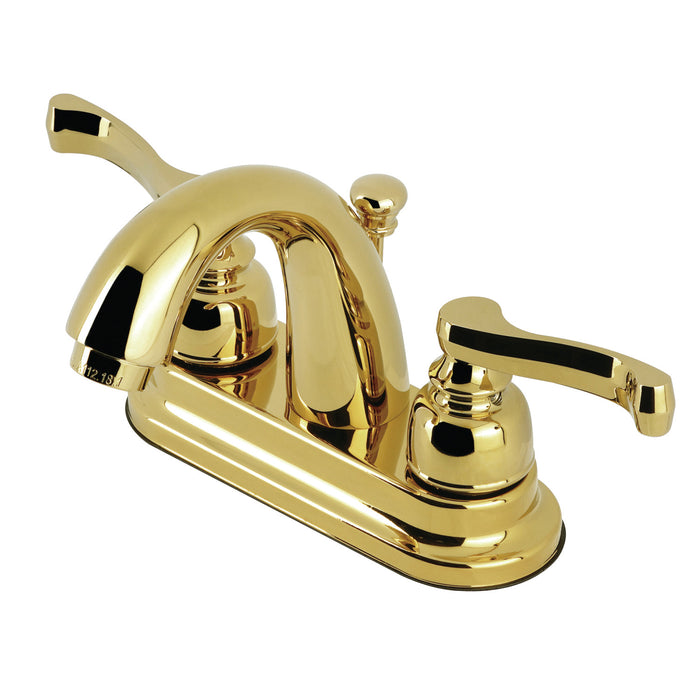 Kingston Tulare GKB5612FL - Royale Double-Handle 3-Hole Deck Mount 4-Inch Centerset Bathroom Faucet with Pop-Up Drain, Polished Brass