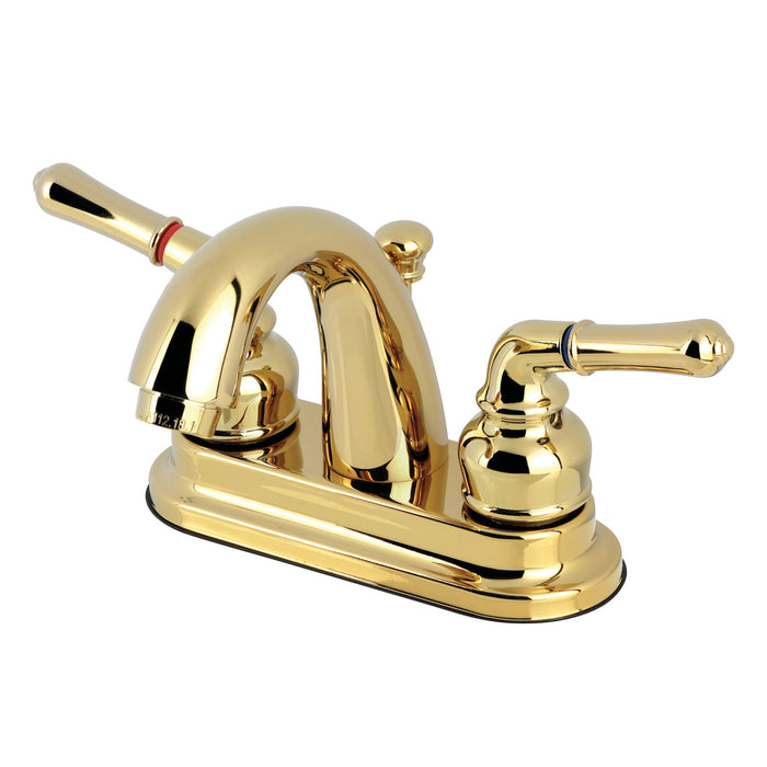 Naples GKB5612NML Two-Handle 3-Hole Deck Mount 4" Centerset Bathroom Faucet with Plastic Pop-Up, Polished Brass