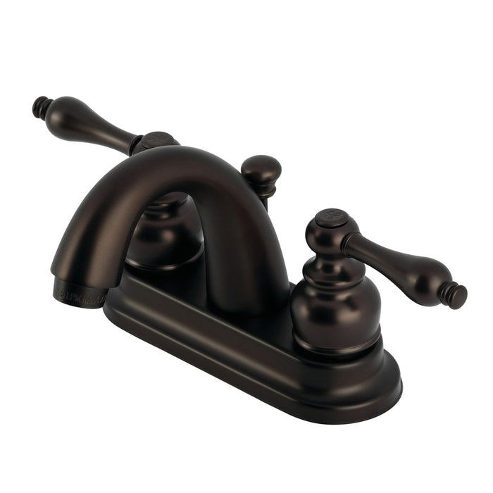Kingston Heirloom GKB5615AL - Restoration Double-Handle 3-Hole Deck Mount 4-Inch Centerset Bathroom Faucet with Pop-Up Drain, Oil Rubbed Bronze
