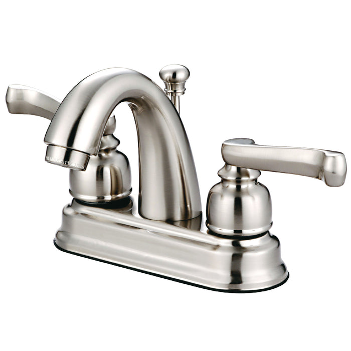 Kingston Tulare GKB5618FL - Royale Double-Handle 3-Hole Deck Mount 4-Inch Centerset Bathroom Faucet with Pop-Up Drain, Brushed Nickel