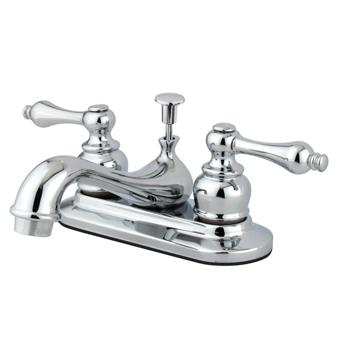 Kingston Heirloom GKB601AL - Restoration Double-Handle 3-Hole Deck Mount 4-Inch Centerset Bathroom Faucet with Pop-Up Drain, Polished Chrome